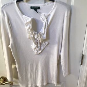White Ralph Lauren V-Neck Top